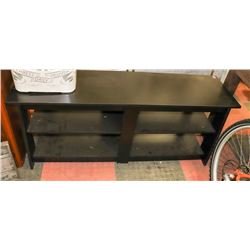 BLACK WOOD STYLE TV STAND WITH 2 SHELVES