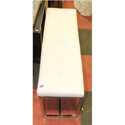 WHITE METAL AND LEATHERETTE BENCH