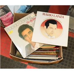 BOX OF RECORDS INCLUDING 1940-50'S 78 RMP LPS