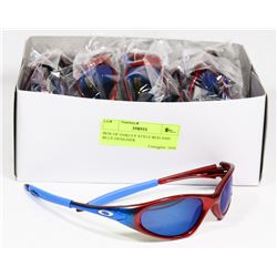 BOX OF OAKLEY STYLE RED AND BLUE DESIGNER