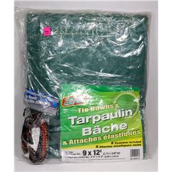 NEW 9X12FT TARP WITH BUNGEE CORDS