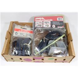 LOT OF 2 SUPPORT TIE DOWNS AND LARGE RATCHET