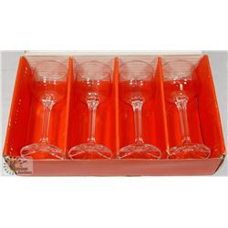 SET OF 4 BOHEMIA CRYSTAL 2 OZ LIQUEUR GLASSES.