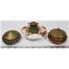 Image 1 : TWO HANDCRAFTED COPPER LIDDED BOXES AND A INK