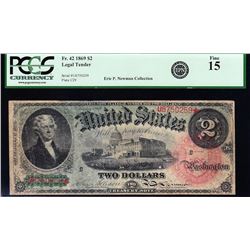 1869 $2 Rainbow Legal Tender Star Note PCGS 15