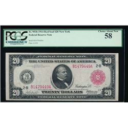 1914 $20 Red Seal Federal Reserve Note PCGS 58