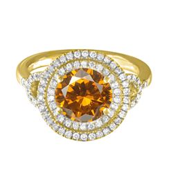 14KT Yellow Gold 4.16ct Citrine and Diamond Ring