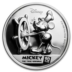 2018 $5 Mickeys 90th Anniversary Ultra High Relief Silver Coin