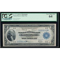 1918 $1 Philadelphia Federal Reserve Bank Note PCGS 64