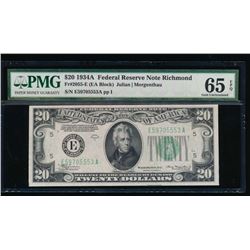 1934A $20 Richmond Federal Reserve Note PMG 65EPQ