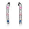 Image 1 : 14KT White Gold 0.60ctw Multi Color Sapphire and Diamond Earrings