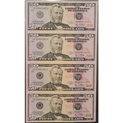 2006 (4) $50 Uncut Sheet of Cleveland Federal Reserve Notes