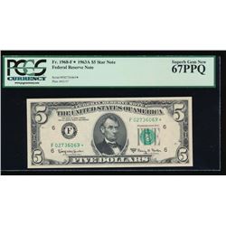 1968F $5 Atlanta Federal Reserve Star Note PCGS 67PPQ