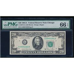 1981A $20 Chicago Federal Reserve Note PMG 66EPQ