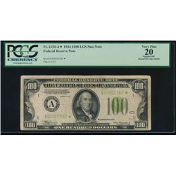 1934 $100 Boston Federal Reserve Star Note PCGS 20