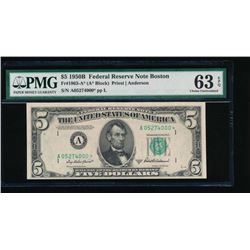 1950B $5 Boston Federal Reserve Star Note PMG 63EPQ