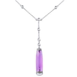 14KT White Gold 8.03ct Amethyst and Diamond Pendant with Chain