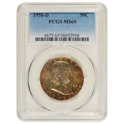 1958-D Franklin Half Dollar Coin PCGS MS65