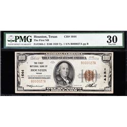 1929 $100 Houston National Note PMG 30