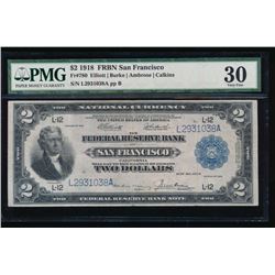 1918 $2 San Francisco Federal Reserve Bank Note PMG 30