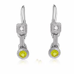 14KT White Gold 0.52ctw Yellow Sapphire and Diamond Earrings