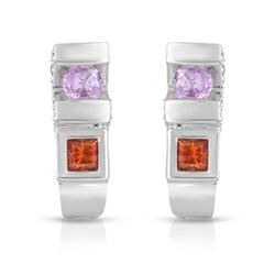 14KT White Gold 0.78ctw Multi Color Sapphire and Diamond Earrings