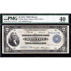 1918 $2 Boston Federal Reserve Bank Note PMG 40