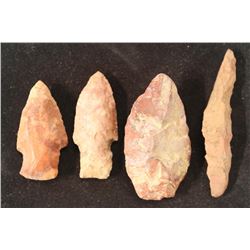 4 ASSORTED 1 3/4"-2 1/2" INDIAN STONE ARROWHEADS