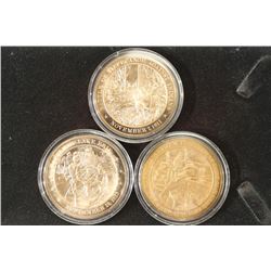 3 ASSORTED 1 3/4" SOLID BRONZE PROOF MEDALS