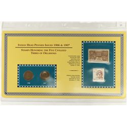 1906 & 1907 INDIAN HEAD CENTS AND STAMPS ON
