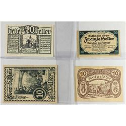 4 ASSORTED GERMAN NOTGELDS 2-10 & 2-20 HELLERS