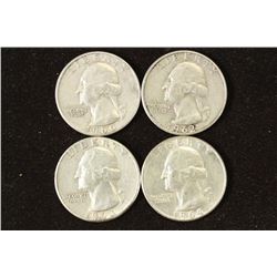 1960-D,62-D,63 & 64 WASHINGTON SILVER QUARTERS