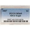 Image 3 : 2007 AMERICAN SILVER EAGLE PCGS MS69