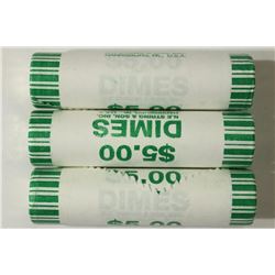 3-$5 ROLLS OF 2009-D ROOSEVELT DIMES BRILLIANT UNC