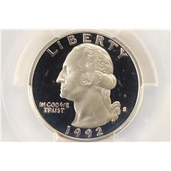 1992-S WASHINGTON SILVER QUARTER PCGS PR69 DCAM