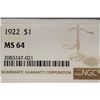 Image 3 : 1922 PEACE SILVER DOLLAR NGC MS64