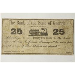 1862 THE BANK OF THE STATE OF GEORGIA 25 CENT