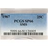 Image 3 : 1967 SMS WASHINGTON QUARTER PCGS SP66