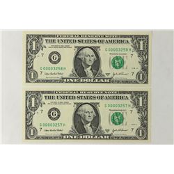 2-2003-A $1 FRN'S LOW CONSECUTIVE SERIAL 'S UNC