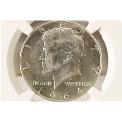 1964-D 90% SILVER KENNEDY HALF DOLLAR NGC AU55