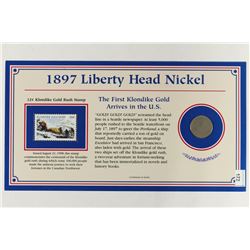 1897 LIBERTY HEAD NICKEL AND STAMP ON ILLUSTRADED