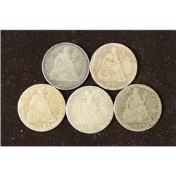 1883,84,2-87 & 1889 SEATED LIBERTY DIMES