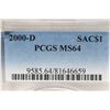 Image 3 : 2000-D SACAGAWEA DOLLAR PCGS MS64