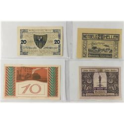 4 ASSORTED GERMAN NOTGELDS 2-10 & 2-20 HELLERS