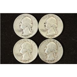 1941,43,51 & 52 WASHINGTON SILVER QUARTERS