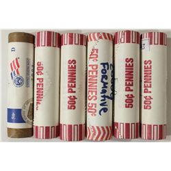 6-50 CENT ROLLS OF 2009-D LINCOLN CENTS