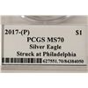 Image 3 : 2017 (P) AMERICAN SILVER EAGLE PCGS MS70