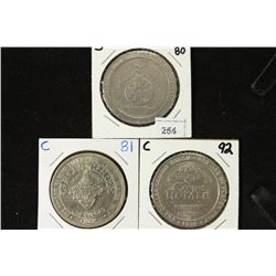 3 ASSORTED LAS VEGAS, NEVADA $1 GAMING TOKENS