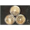 Image 2 : 3 ASSORTED 1 3/4" SOLID BRONZE PROOF MEDALS BY THE