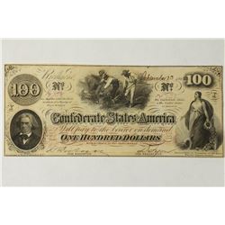 1862 CONFEDERATE STATES OF AMERICA $100